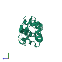 PDB entry 3n9a coloured by chain, side view.