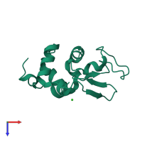 PDB entry 3n9e coloured by chain, top view.