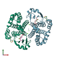 PDB entry 3n9j coloured by chain, front view.