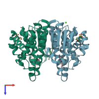 PDB entry 3n9j coloured by chain, top view.