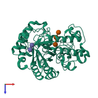 PDB entry 3n9k coloured by chain, top view.