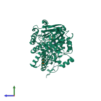 PDB entry 3n9o coloured by chain, side view.