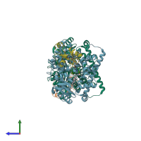 PDB entry 3n9y coloured by chain, side view.