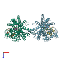 PDB entry 3n9z coloured by chain, top view.