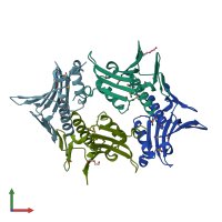 PDB entry 3na2 coloured by chain, front view.
