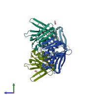 PDB entry 3na2 coloured by chain, side view.