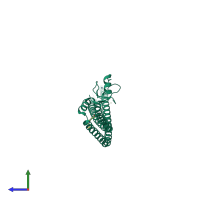 PDB entry 3na7 coloured by chain, side view.