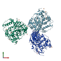 PDB entry 3nai coloured by chain, front view.