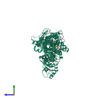 PDB entry 3nal coloured by chain, side view.