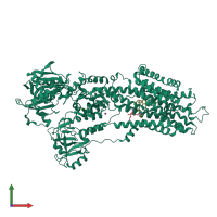 PDB entry 3nan coloured by chain, front view.