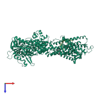 PDB entry 3nan coloured by chain, top view.