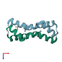 PDB entry 3nau coloured by chain, top view.