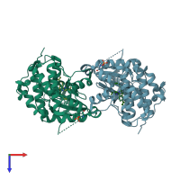 PDB entry 3nay coloured by chain, top view.