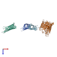 PDB entry 3nb3 coloured by chain, top view.