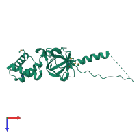 PDB entry 3nbi coloured by chain, top view.