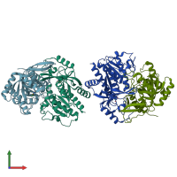 PDB entry 3nbq coloured by chain, front view.