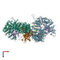 PDB entry 3nbz coloured by chain, top view.