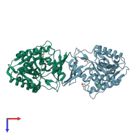 PDB entry 3nc2 coloured by chain, top view.