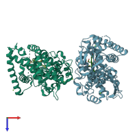 PDB entry 3nc3 coloured by chain, top view.