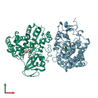 PDB entry 3nc6 coloured by chain, front view.