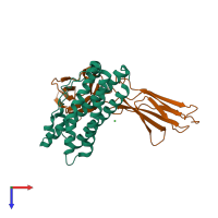 PDB entry 3ncf coloured by chain, top view.