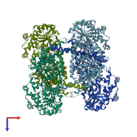 PDB entry 3nch coloured by chain, top view.