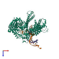 PDB entry 3nci coloured by chain, top view.
