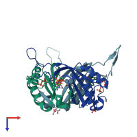 PDB entry 3ncq coloured by chain, top view.