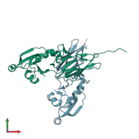 PDB entry 3ncx coloured by chain, front view.