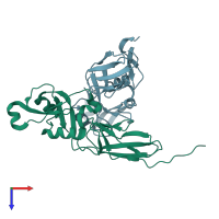 PDB entry 3ncx coloured by chain, top view.