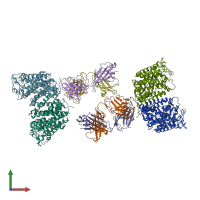 PDB entry 3ncy coloured by chain, front view.