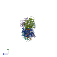 PDB entry 3ncy coloured by chain, side view.