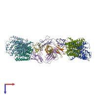 PDB entry 3ncy coloured by chain, top view.