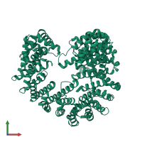 PDB entry 3nd2 coloured by chain, front view.