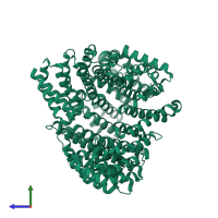 PDB entry 3nd2 coloured by chain, side view.