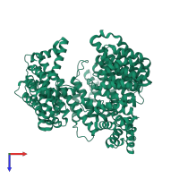 PDB entry 3nd2 coloured by chain, top view.