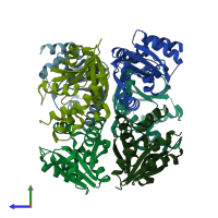 PDB entry 3nd5 coloured by chain, side view.