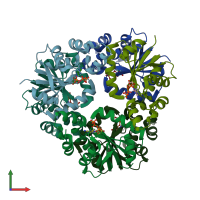 PDB entry 3nd6 coloured by chain, front view.