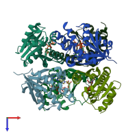 PDB entry 3nd6 coloured by chain, top view.