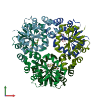 PDB entry 3nd7 coloured by chain, front view.