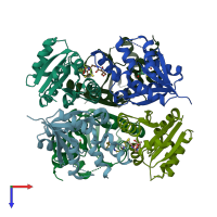 PDB entry 3nd7 coloured by chain, top view.