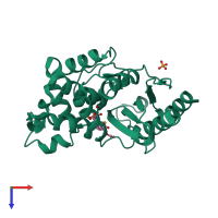 PDB entry 3nde coloured by chain, top view.