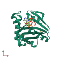 PDB entry 3ne7 coloured by chain, front view.