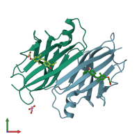 PDB entry 3nee coloured by chain, front view.