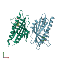 PDB entry 3neg coloured by chain, front view.