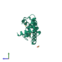 PDB entry 3neu coloured by chain, side view.