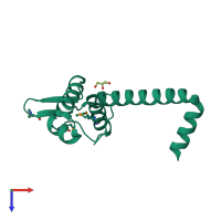 PDB entry 3neu coloured by chain, top view.