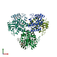 PDB entry 3ney coloured by chain, front view.