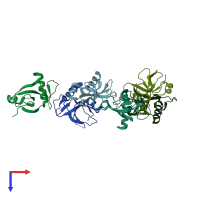 PDB entry 3nfc coloured by chain, top view.