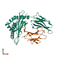 Hetero trimeric assembly 1 of PDB entry 3nfn coloured by chemically distinct molecules, front view.